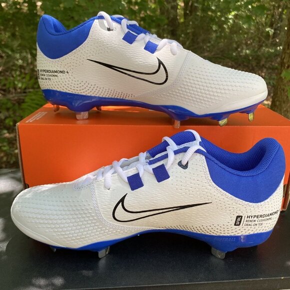 Nike Hyper Diamond 4 PRO CZ5920-10 White/Black /Blue Softball Cleats Women Sz 10 - Picture 6 of 10